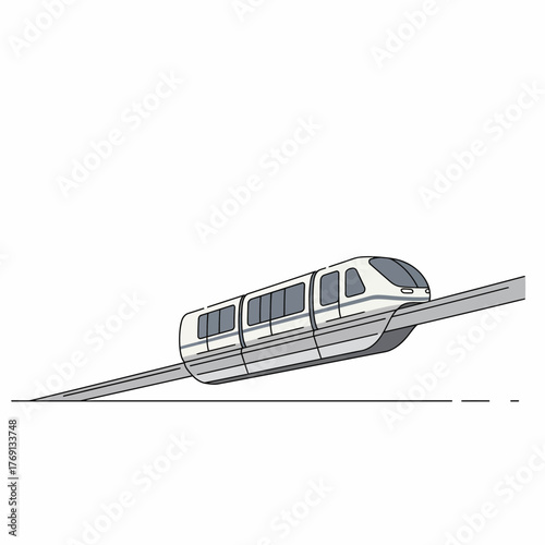 Futuristic train travels elevated track