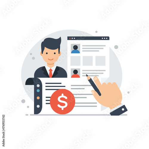 Financial advisor reviewing candidate resumes