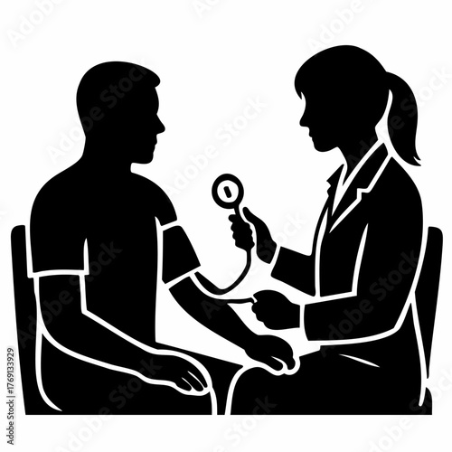 Blood pressure check silhouette illustration of doctor and patient 5