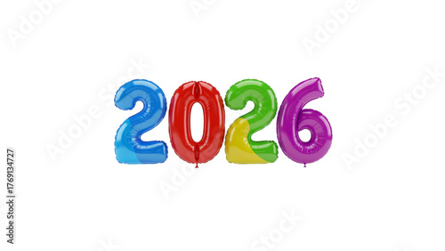 colorful 2026 foil balloon numbers on white background festive new year celebration