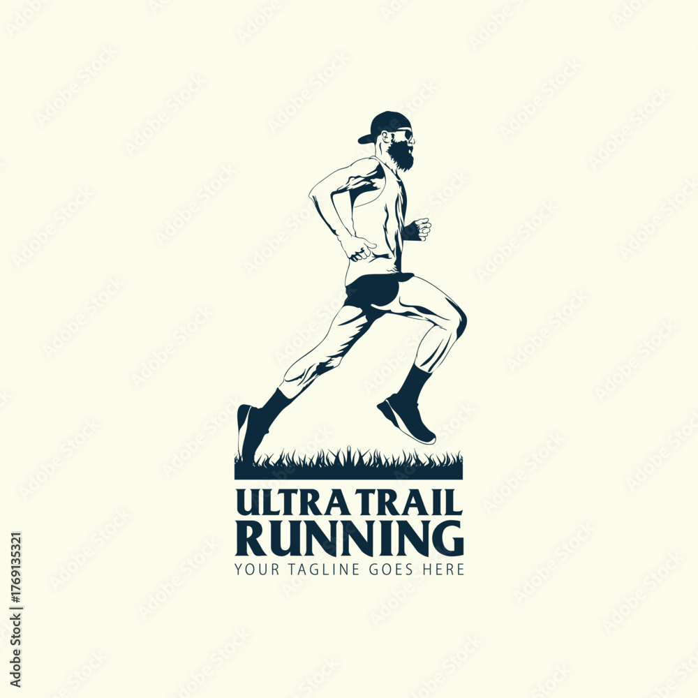 Fototapeta premium Ultra Trail running logo vector illustration on white background