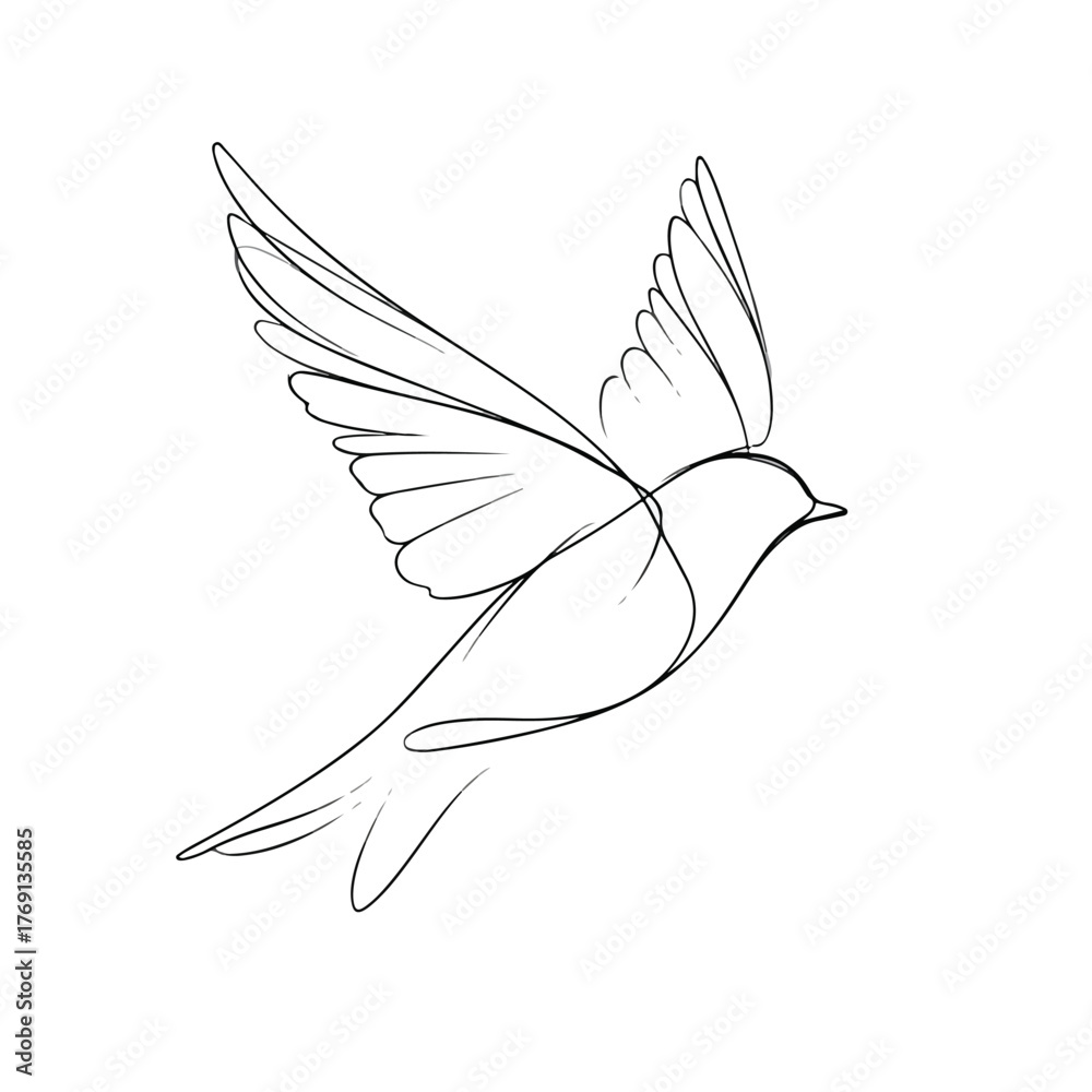 Obraz premium Elegant single stroke bird flying artwork