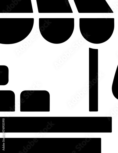 Market stall with person silhouette icon farmer's market business symbol