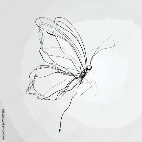 Elegant Butterfly Continuous Line Abstract Art
