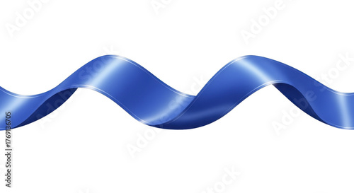  Wavy flowing blue ribbon on a transparent background PNG image, smooth elegant curved decorative ribbon PNG file