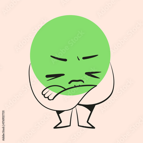 Cute character circle shape with facial expression. Funny figure. Cartoon isolated vector illustration.