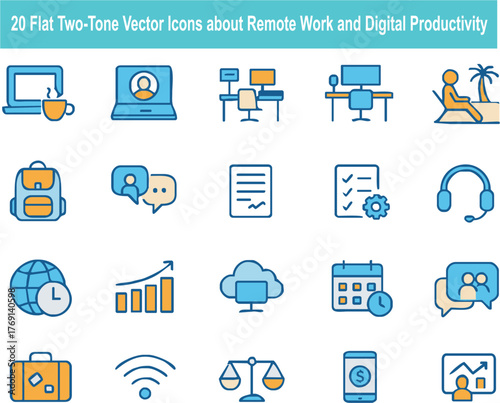 20 Flat Two-Tone Vector Icons...