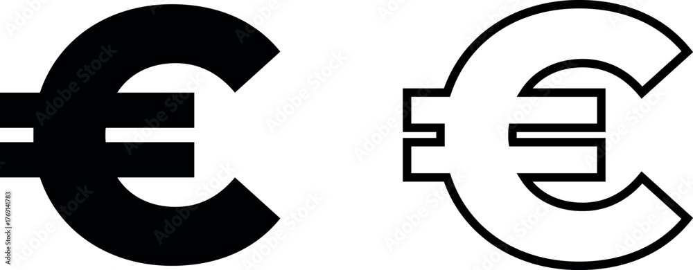 Obraz premium Silhouette euro symbol vector icon, european currency and financial transactions