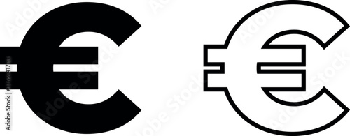 Silhouette euro symbol vector icon, european currency and financial transactions