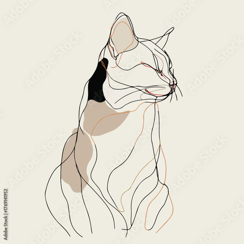 Sleek One-Line Cat Outline Minimal Vector