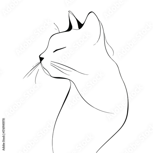 Elegant continuous line art cat illustration