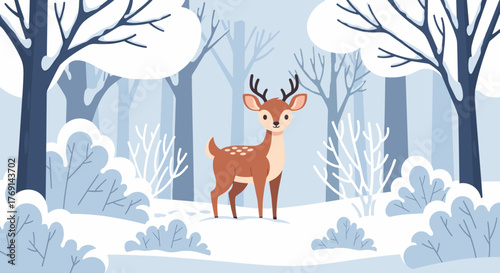 deer in winter thicket