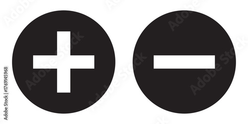 Plus and minus button icon vector. Addition and subtraction sign. 