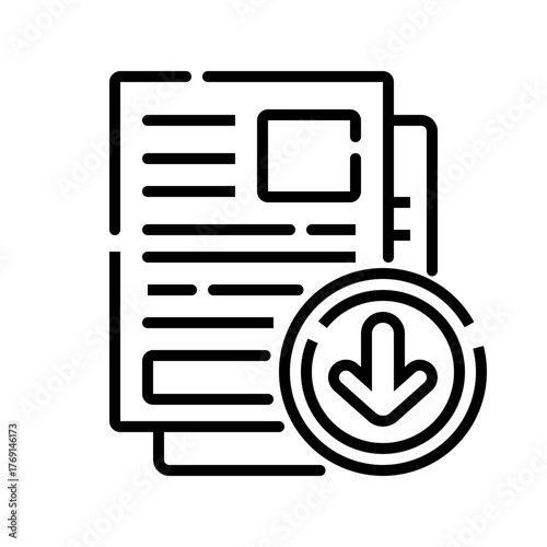 Document Download Icon File Saving and Data Transfer Vector