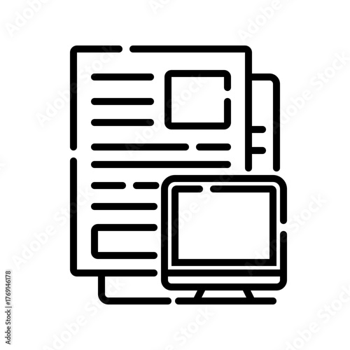 Digital Document Icon Online File and Computer Screen Vector