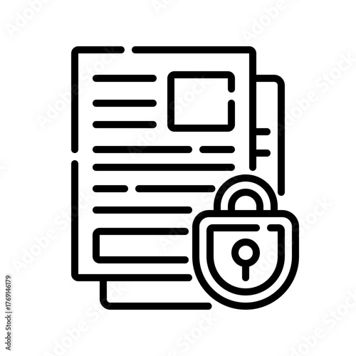 Secure Document Icon Locked File and Data Protection Vector