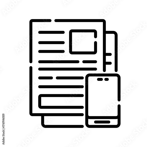 Mobile Document Icon File Access and Smartphone Vector