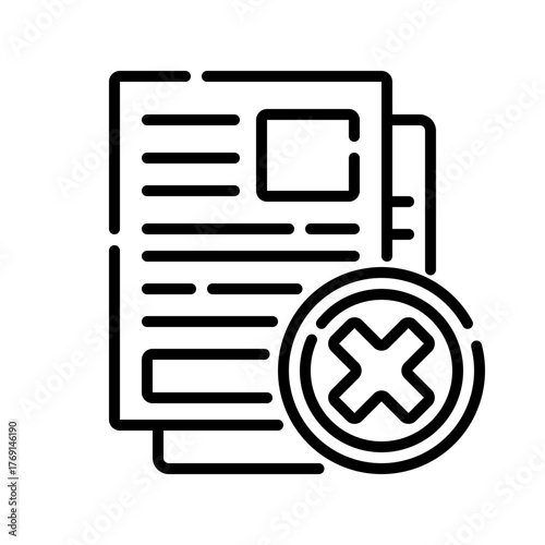rejected document with cross icon