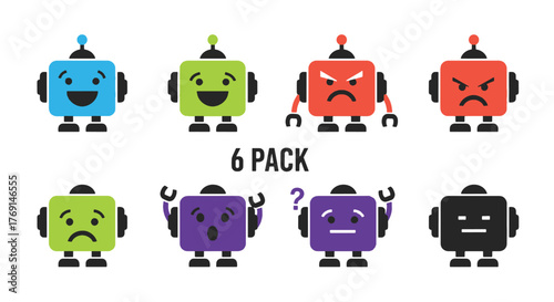 Digital Droids A Lively Assortment of Robot Emoji Expressing Various Human Emotions and Reactions in Modern Iconography