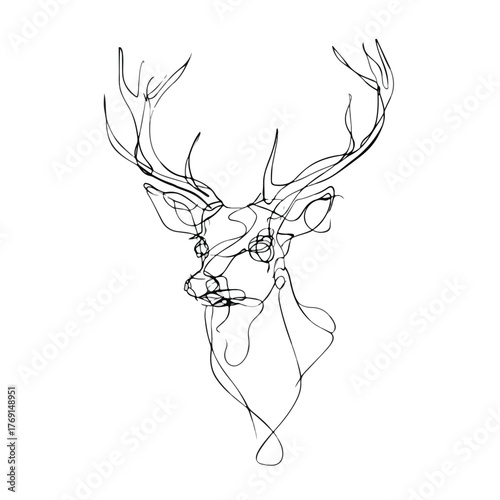 Elegant Deer Head One Line Abstract