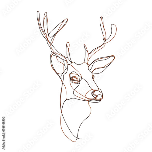 Elegant deer head one line drawing