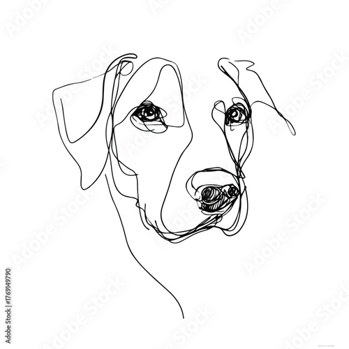Elegant dog face in continuous line art