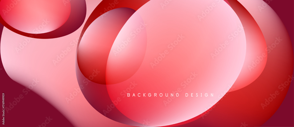 Obraz premium Abstract red design features overlapping rounded shapes. Gradient shades create depth, modern aesthetic. Background suitable for digital projects.