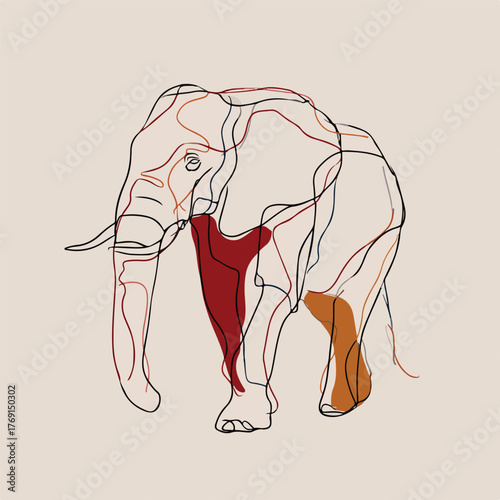 Elegant Elephant in Single Continuous Line