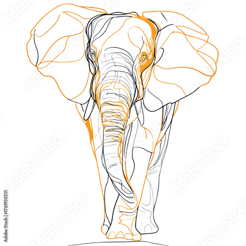 Elephant depicted in continuous line art