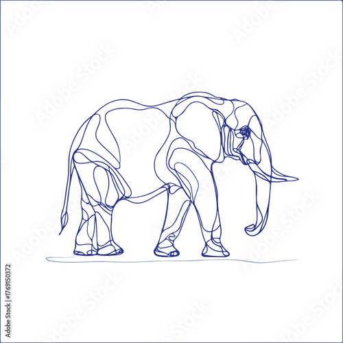 Elegant Single Line Elephant Abstract Art