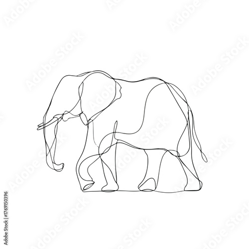 Elegant Elephant in Simplified Line Art