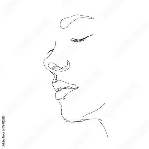 Elegant single-line portrait with serene expression
