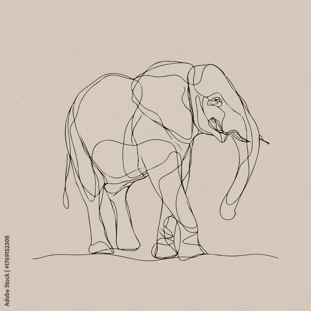 Obraz premium Elegant Simplified Elephant Line Art