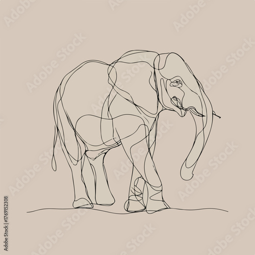 Elegant Simplified Elephant Line Art