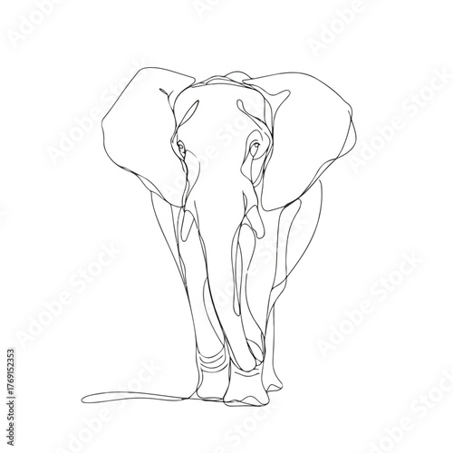 Elegant Elephant in Single Line Drawing