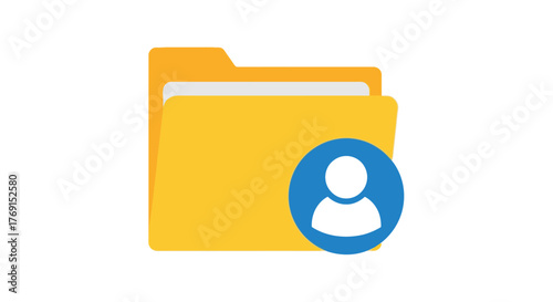 Yellow folder icon with a blue user profile illustration inside