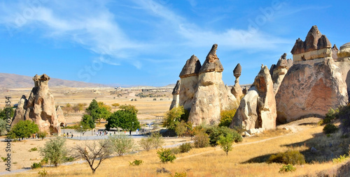 One of the wonders of the world. View of scenic geological formations and fairy chimneys in a beautiful valley , Cappadocia, Turkey