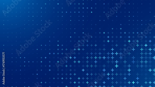 Blue Mathematical Plus Symbols Pattern. Math Design Elements Background. Medical Tech Background. Vector Illustration.

