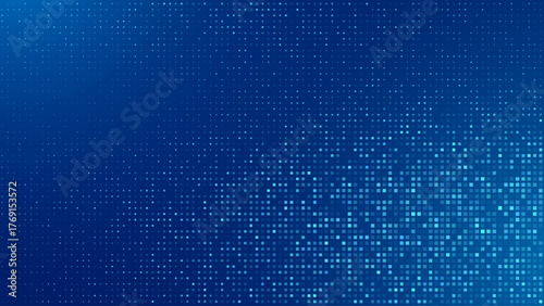 Abstract Digital Technology Futuristic Background. Square Pixels Pattern with Lighting Glowing Particles Square Elements. Technology or Science Research Presentation Backdrop. Vector Illustration.