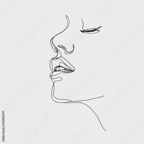 Elegant Face Outline with Emphasized Lips