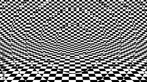 Trippy Radial Wave Optical Illusion Circle with Striped Lines. Circular Op Art Element with Geometric Black and White Pattern. Abstract Visual Interference Doppler Effect. Vector Illustration.