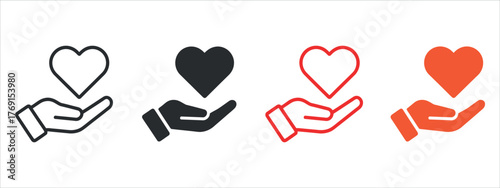 Minimalist Heart in Hand Icon Vector Illustration. Symbolizing Care, Support, Love, and Compassion, Ideal for Healthcare, Charities, and Community Organizations.