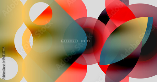 Abstract fluid shapes overlap, creating dynamic colorful composition. Soft gradients blend, forming modern visual texture.