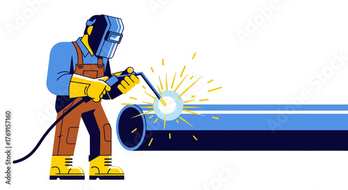 A Welder in Action, Illustrative Depiction: Crafting Precision with Welding Tools