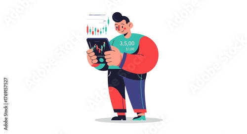 Analyst Assessing Trading Data On Tablet With Candlestick Chart Visualization