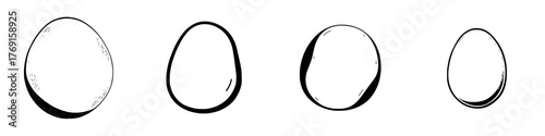Four hand drawn organic circle shapes with sketchy outline variations