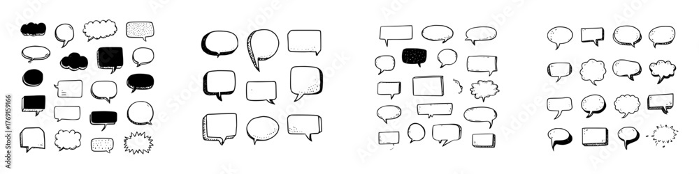 Obraz premium Hand drawn speech bubbles and comic dialogue boxes collection