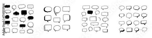 Hand drawn speech bubbles and comic dialogue boxes collection