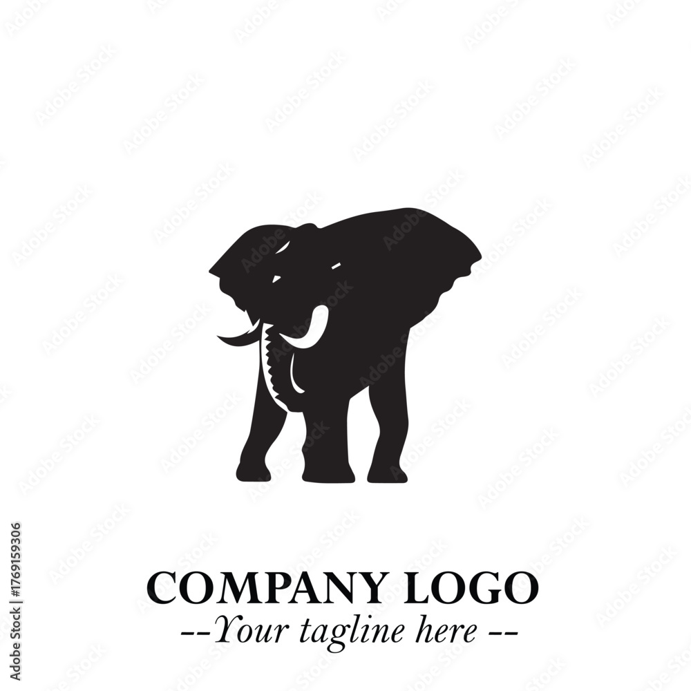 Obraz premium Majestic Elephant Logo Symbol in Black on White Background with Elegant Minimalist Modern Design