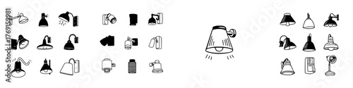 Various wall and ceiling mounted light fixture icons for interior design